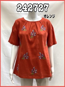 T-shirt Pullover Flower Tops Linen Embroidered Ladies NEW