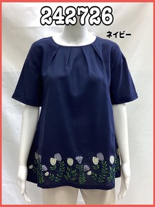 T-shirt Pullover Tops Linen Embroidered Ladies NEW