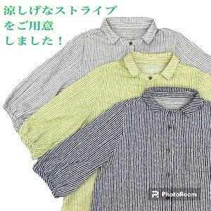 Button Shirt/Blouse Pudding Stripe Cotton