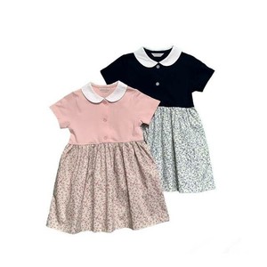 Kids' Casual Dress Floral Pattern One-piece Dress M Switching Made in Japan