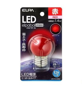 ELPA LED電球G40形E26 レッド LDG1R-G-G254