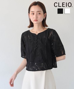 Button Shirt/Blouse Lantern Sleeve Lace Blouse