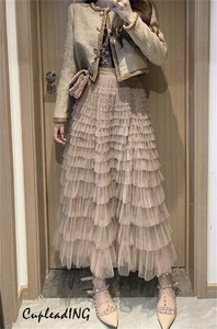 ＜人気商品＞韓国ファッション ケーキスカート sweet系 ロングスカート
