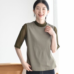 T-shirt Tulle High-Neck Cut-and-sew 5/10 length Made in Japan
