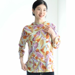 T-shirt Pudding Floral Pattern Cut-and-sew 7/10 length Made in Japan