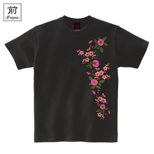 【インバウンド/京都】　メンズ和柄Tシャツ　梅折枝桜