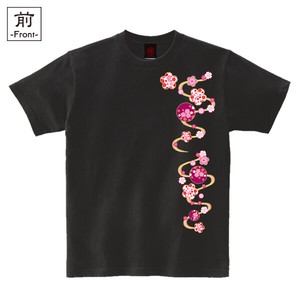 【インバウンド/京都】　メンズ和柄Tシャツ　流水桜丸紋