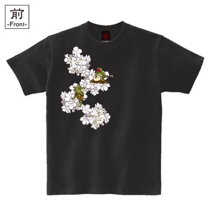 【インバウンド/京都】　メンズ和柄Tシャツ　鳥獣戯画 桜酒宴