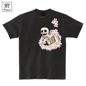 【インバウンド/京都】　メンズ和柄Tシャツ　桜がしゃ髑髏