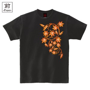 【インバウンド/京都】　メンズ和柄Tシャツ　紅葉紋様