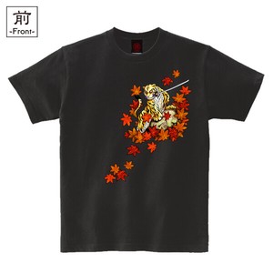 【インバウンド/京都】　メンズ和柄Tシャツ　秋虎紅葉