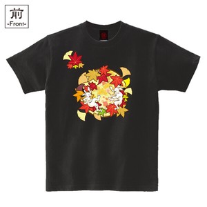 【インバウンド/京都】　メンズ和柄Tシャツ　鳥獣戯画 紅葉遊戯
