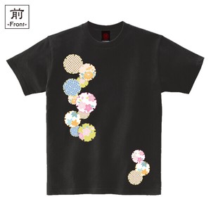 【インバウンド/京都】　メンズ和柄Tシャツ　花雪輪紋様