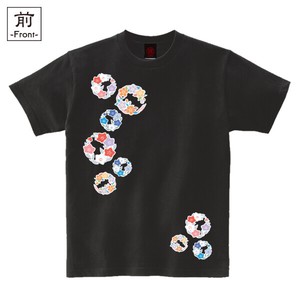 【インバウンド/京都】　メンズ和柄Tシャツ　小花丸紋様