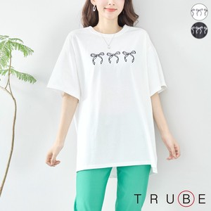 【2024新作】【L〜LL】トリプルリボンプリントワイドTシャツ(C31-1927)(7号店)FM7