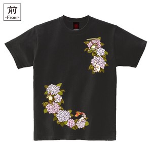 【インバウンド/京都】　メンズ和柄Tシャツ　鳥獣戯画 紫陽花祭