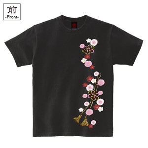 【インバウンド/京都】　メンズ和柄Tシャツ　梅桜組紐飾