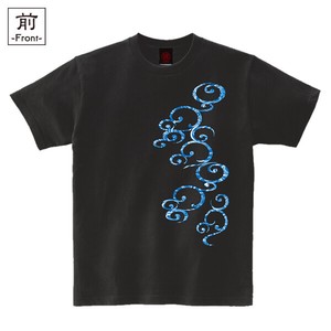 【インバウンド/京都】　メンズ和柄Tシャツ　流水波紋様