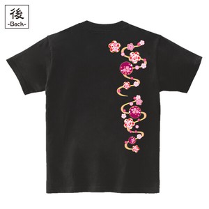 【インバウンド/京都】　メンズ和柄Tシャツ 流水桜丸紋 (バックプリント)