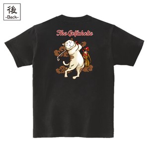 【インバウンド/京都】　メンズ和柄Tシャツ ゴルフ猫 (バックプリント)