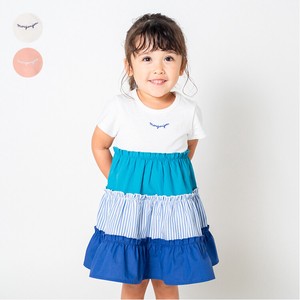 Kids' Casual Dress Gradation One-piece Dress Switching Short-Sleeve Tiered