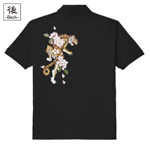 【インバウンド/京都】　メンズ和柄ポロシャツ　桜虎