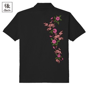 【インバウンド/京都】　メンズ和柄ポロシャツ　梅折枝桜