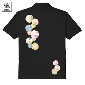 【インバウンド/京都】　メンズ和柄ポロシャツ　花雪輪紋様