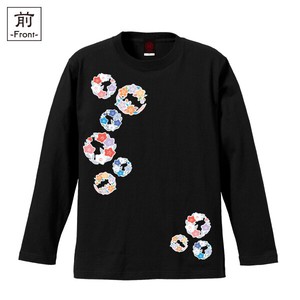 【インバウンド/京都】　メンズ和柄長袖Tシャツ　小花丸紋様