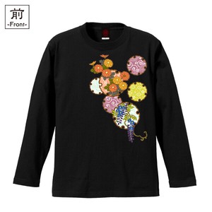 【インバウンド/京都】　メンズ和柄長袖Tシャツ　雪輪季節花紋