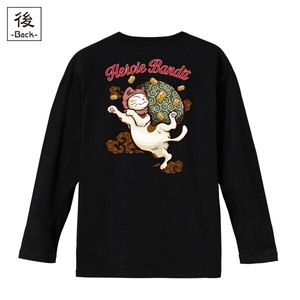 【インバウンド/京都】　メンズ和柄長袖Tシャツ 泥棒猫 (バックプリント)