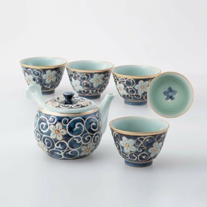 55547　唐草桔梗 急須茶器揃