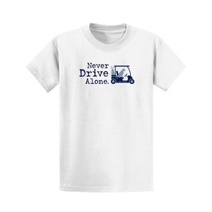 ユニセックス・プリントTシャツ　『Never Drive Alone』　半袖 Tシャツ