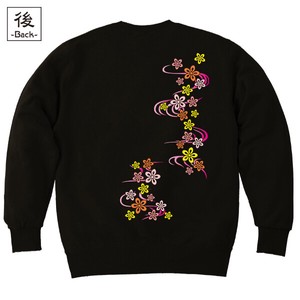 【インバウンド/京都】　メンズ和柄トレーナー　桜流水紋様