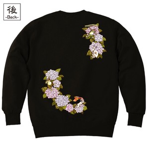 【インバウンド/京都】　メンズ和柄トレーナー　鳥獣戯画 紫陽花祭