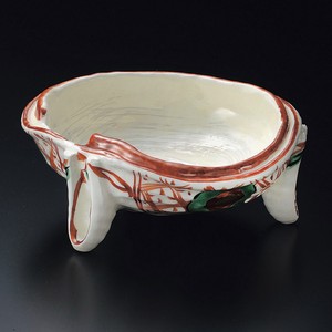 三足赤絵盛鉢　美濃焼　日本製 陶器