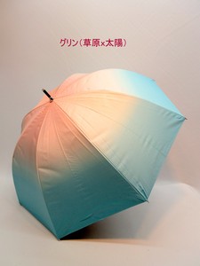2024春夏新作）晴雨兼用長傘-婦人　転写グラデーション深張遮光率UV加工99％以上・グラスファイバー手開傘