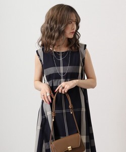 Casual Dress Yarn-dyed Checked Pattern One-piece Dress