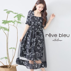 Casual Dress Floral Pattern Sheer-layered L One-piece Dress 【2024NEW】