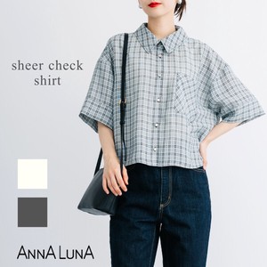 Button Shirt/Blouse Shirtwaist Sheer Check