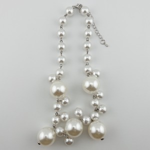 Silver Chain Pearl Necklace Small L size