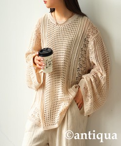 Antiqua Sweater/Knitwear Knitted Long Sleeves Tops Openwork Ladies' NEW