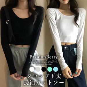 T-shirt Long Sleeves Cropped Tops Ladies Cut-and-sew 【2024NEW】