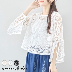 Button Shirt/Blouse All-lace L Sleeve Tops M 【2024NEW】