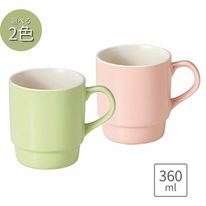 美浓烧 马克杯 陶器 粉色 可堆叠马克杯 360ml 日本制造