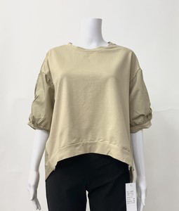 T-shirt Oversized Tops Shirring L M Cotton Blend 2024 Spring/Summer