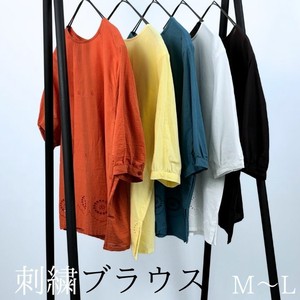 Button Shirt/Blouse Side Slit Plain Color 3/4 Length Sleeve Tops Ladies'