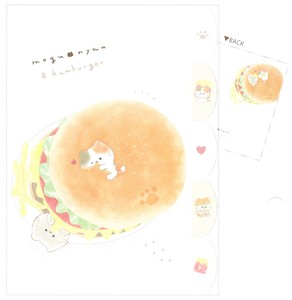 【2024年春夏新作】【文房具】【もぐにゃん】ダイカット5インデックスクリアファイル　ハンバーガー