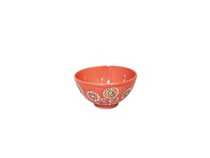 Hasami ware Rice Bowl Red Dahlia Made in Japan