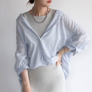 Button Shirt/Blouse Waist Stripe V-Neck Puff Sleeve Tuck 【2024NEW】